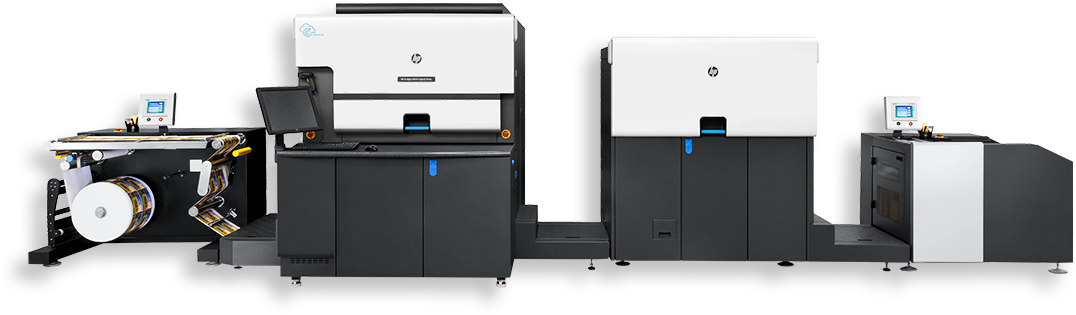 Cyfrowa maszyna drukująca HP Indigo 6900 z odwijakiem i modułem drukującym